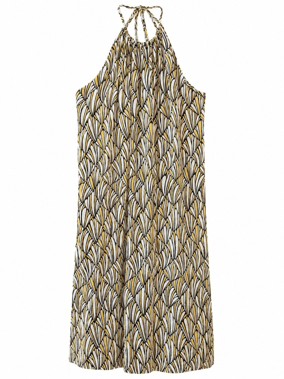 Tommy Bahama Yellow And Black Halter Beach Coverup Dress Coastal Resort Boho - Picture 3 of 5